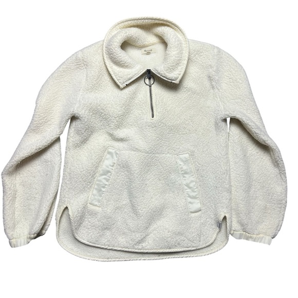 Womens Madewell Polartec Fleece Popover Jacket Antique Cream Sherpa Size XS - Picture 2 of 7